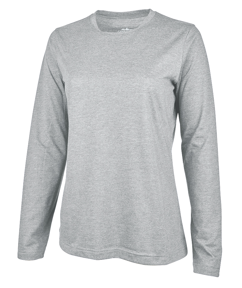 Charles River Apparel Women's Comfort-Core Long-Sleeve Crew in Grey