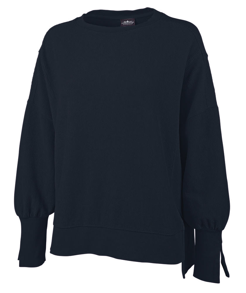 Charles River Apparel Women's Camden Spliced Crew Neck Sweatshirt in Navy