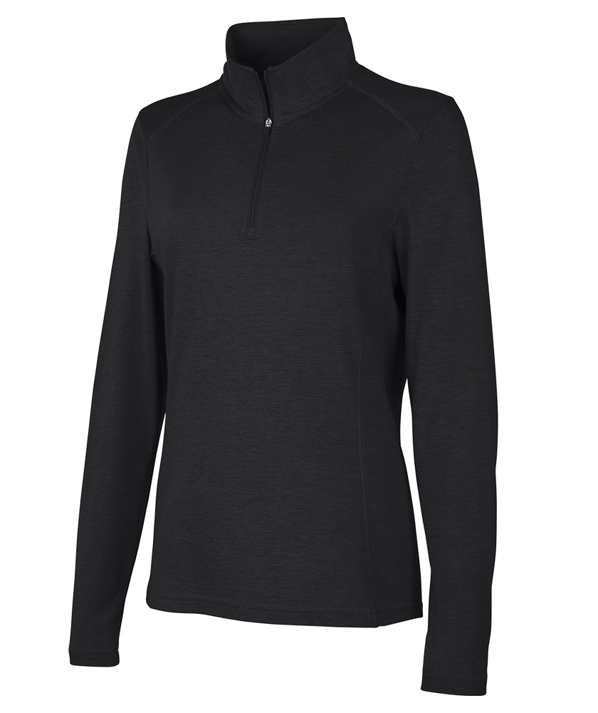 Charles River Apparel Women's Vista Tri-Blend Quarter Zip in Black Heather