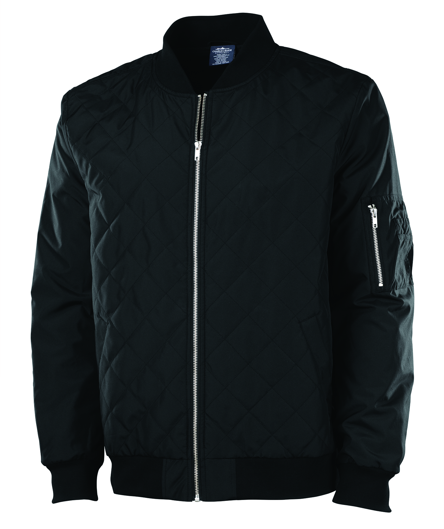 Charles River Apparel Men's Quilted Boston Flight Jacket in Black