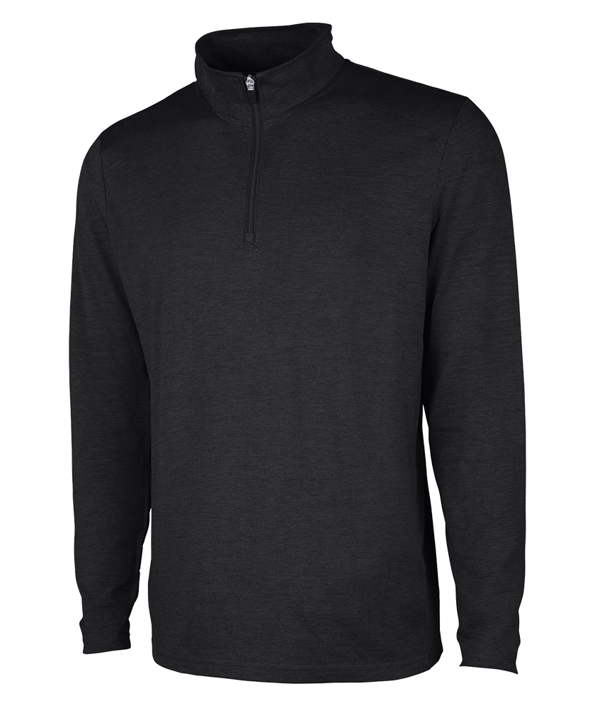 Charles River Apparel Men's Vista Tri-Blend Quarter Zip in Black Heather